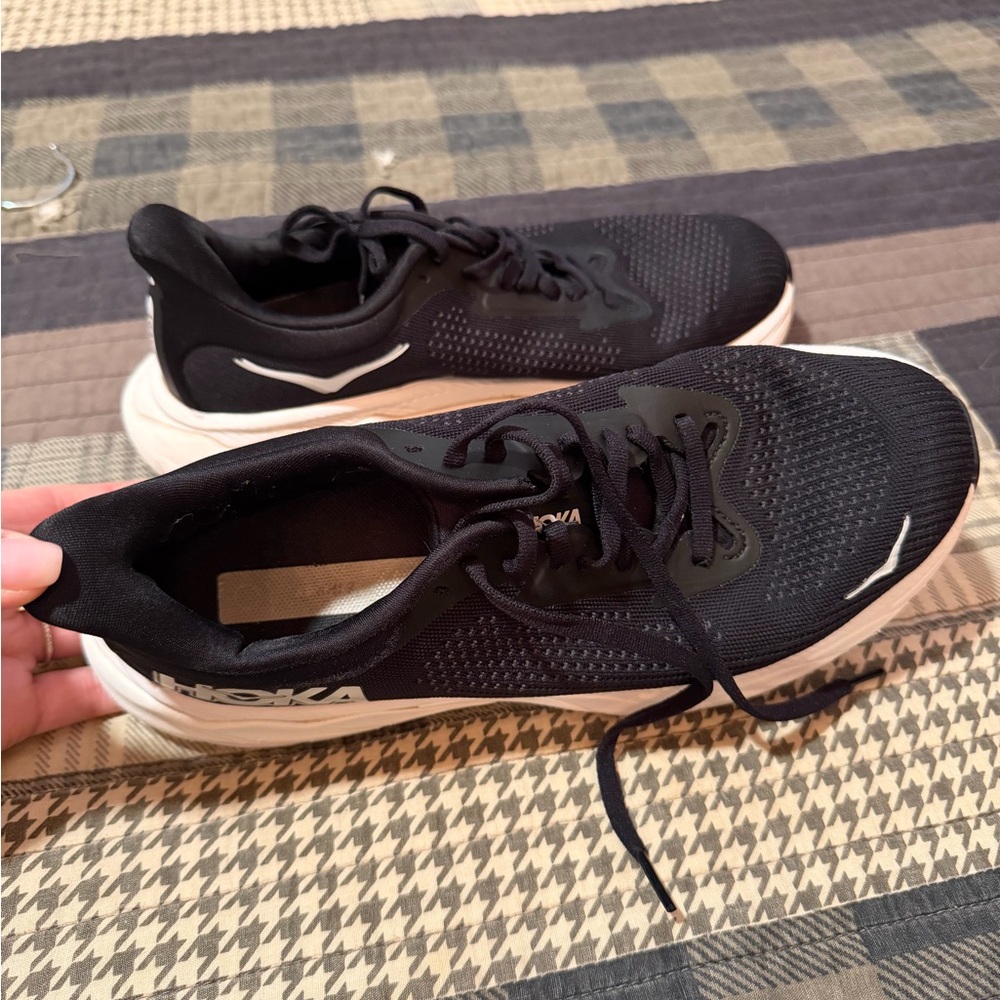 Hoka Black and White Athletic Sneakers - Picture 2 of 3